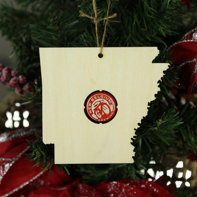 Arkansas Beer Cap Map Ornaments