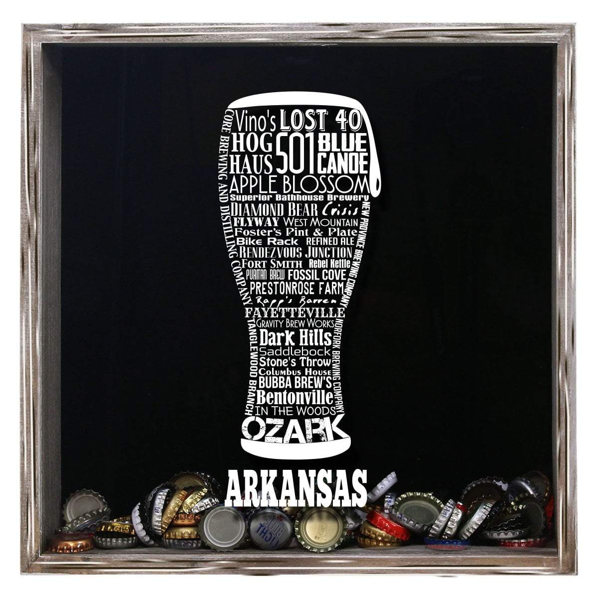Arkansas Beer Typography Shadow Box