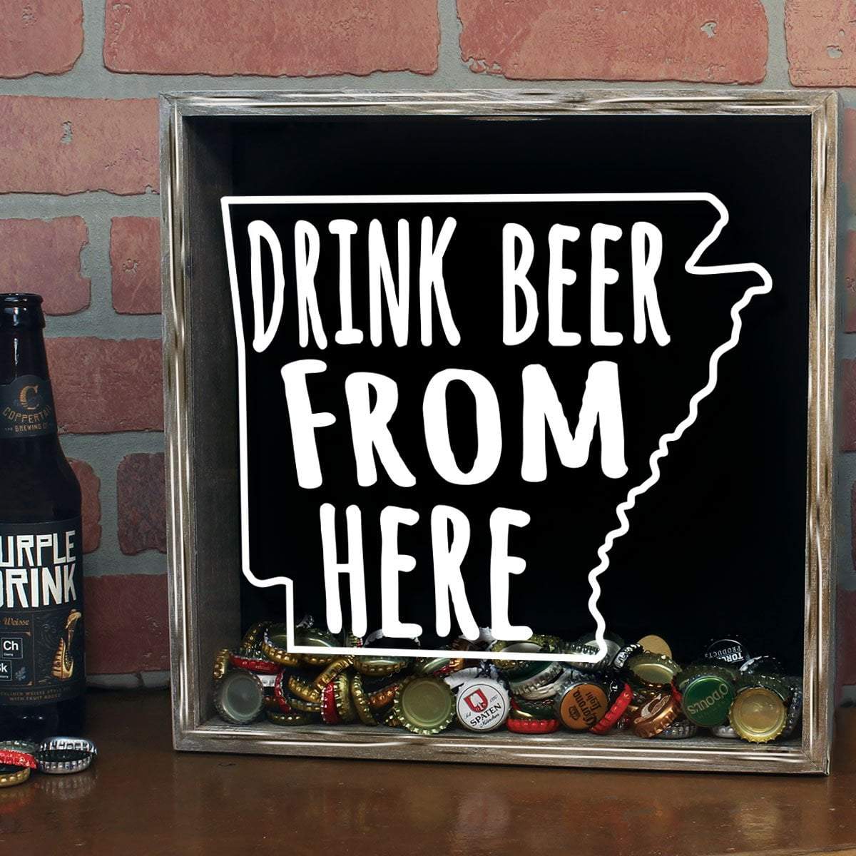 Arkansas Drink Beer From Here Beer Cap Shadow Box