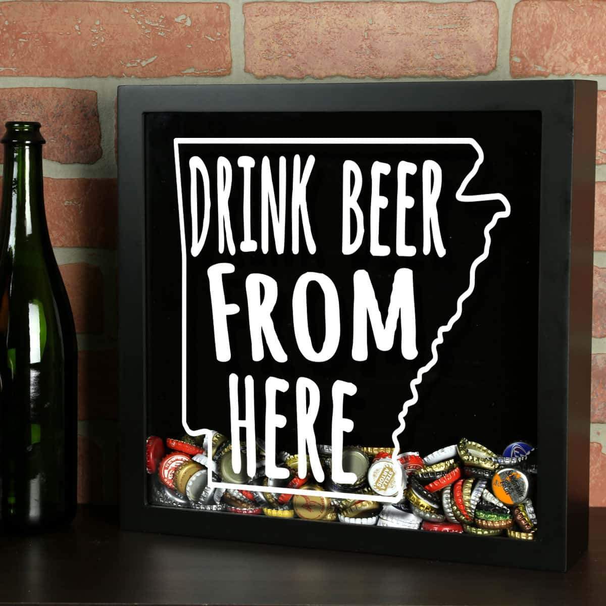 Arkansas Drink Beer From Here Beer Cap Shadow Box