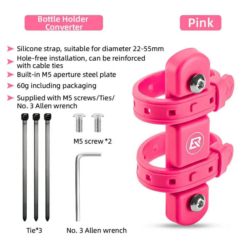 Bike Bottle Cage Adapter Converter with Silicone Strap