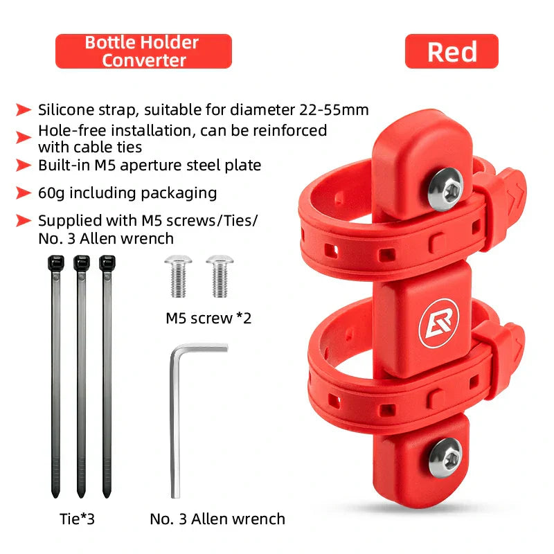 Bike Bottle Cage Adapter Converter with Silicone Strap