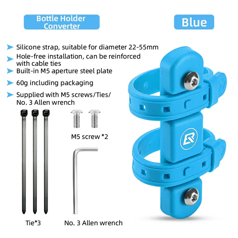 Bike Bottle Cage Adapter Converter with Silicone Strap