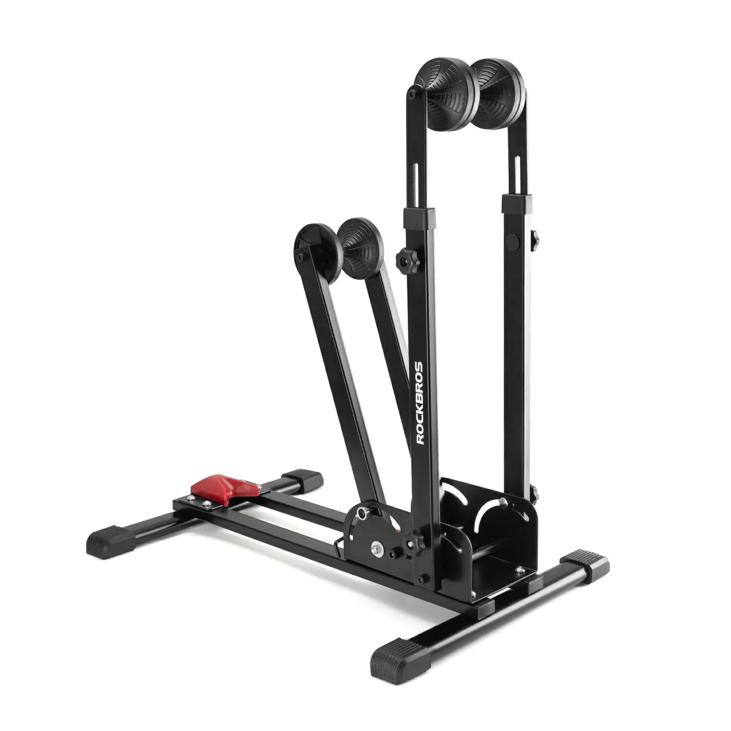 2-in-1 Adjustable Bike Stand Foldable Floor Vertical Rack Sturdy Carbon Steel for 24"-27.5" Wheels