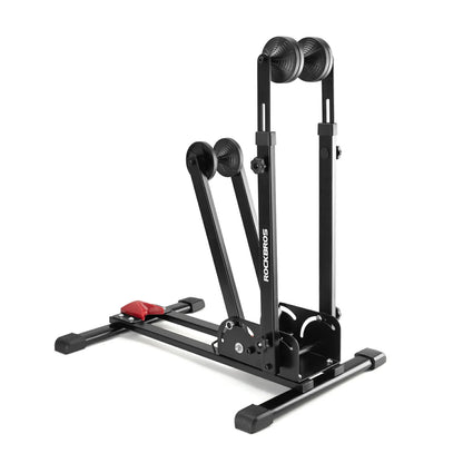 2-in-1 Adjustable Bike Stand Foldable Floor Vertical Rack Sturdy Carbon Steel for 24"-27.5" Wheels