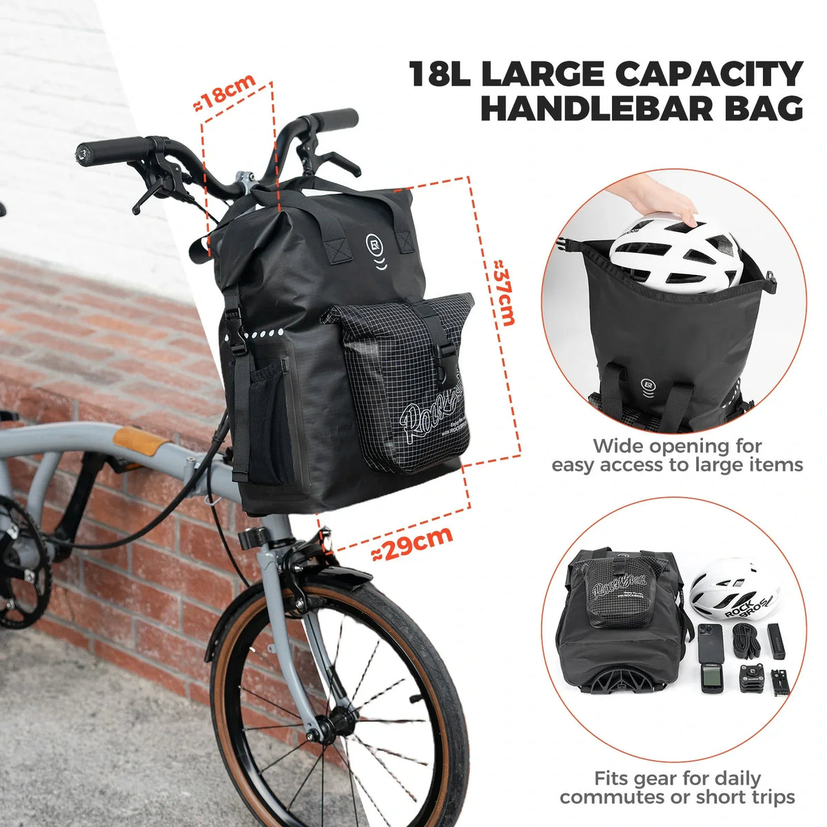 Bike Handlebar Bag for Folding Bike 18L