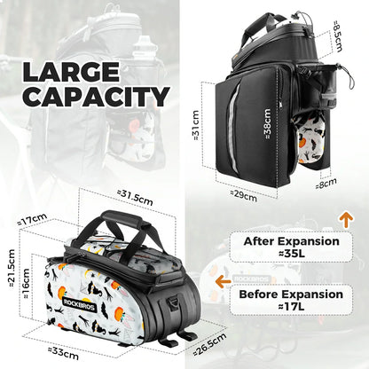 Bike Pannier Bag Double Side Storage with Rain Cover 17L-35L