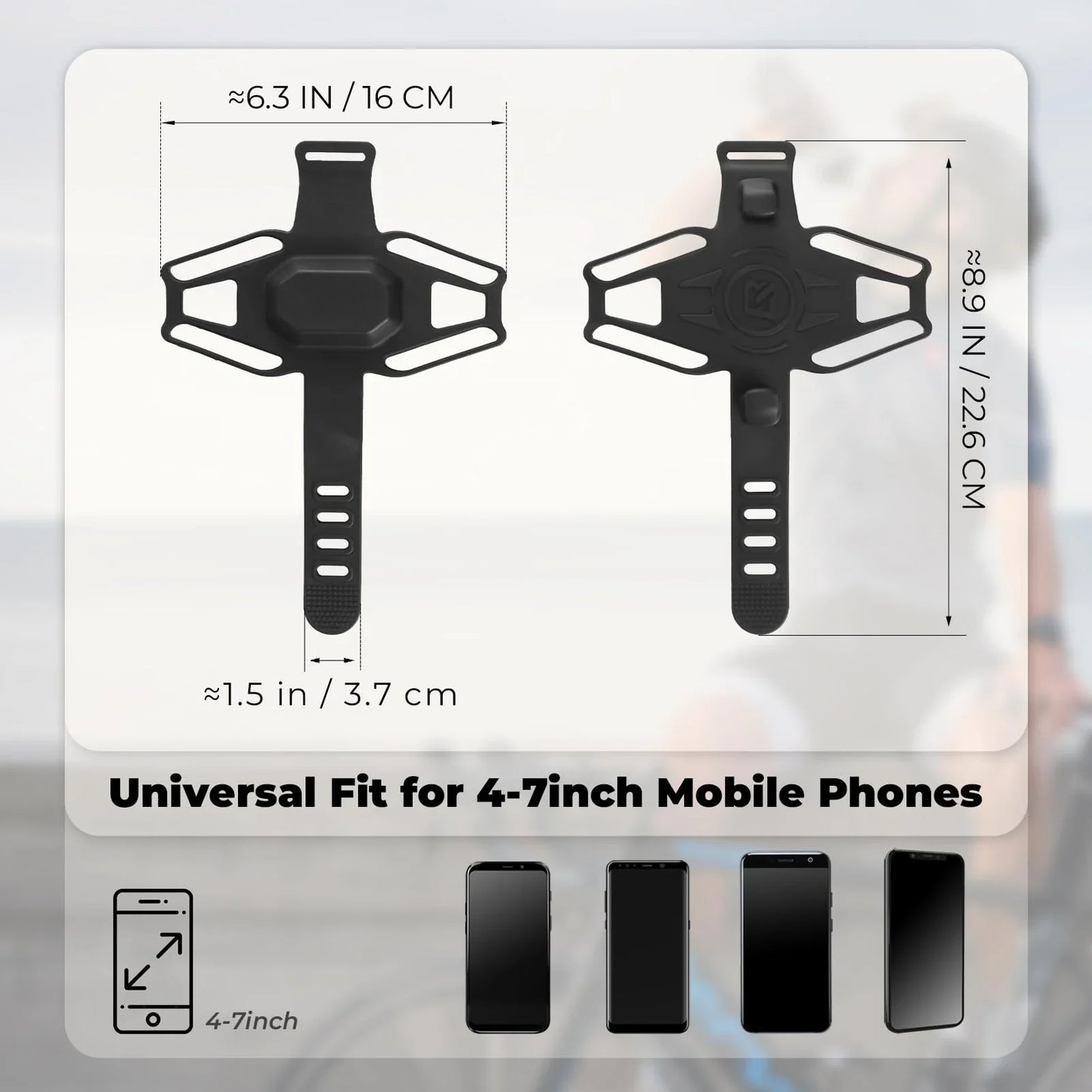 Bike Stem Phone Mount for Mountain & Road Bike 4-7 Inch