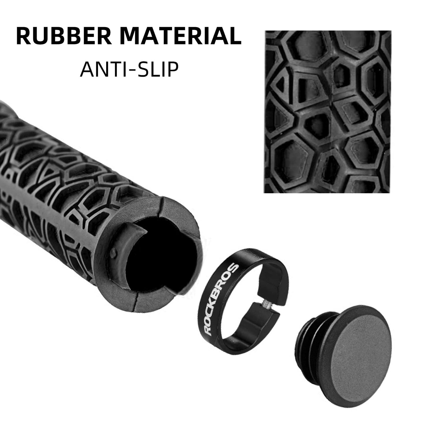ROCKBROS Bike Handlebar Grips Double Lock-on Non-Slip Grips for MTB, BMX 22.2mm