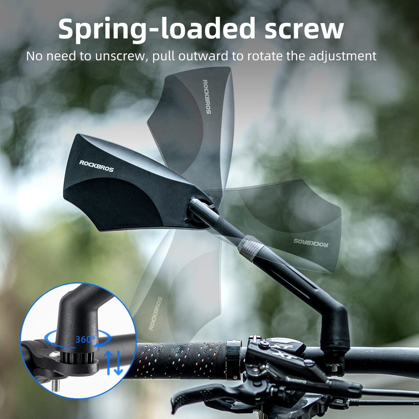 ROCKBROS 360° Adjustable Handlebar Bike Mirror with Anti-Glare Glass