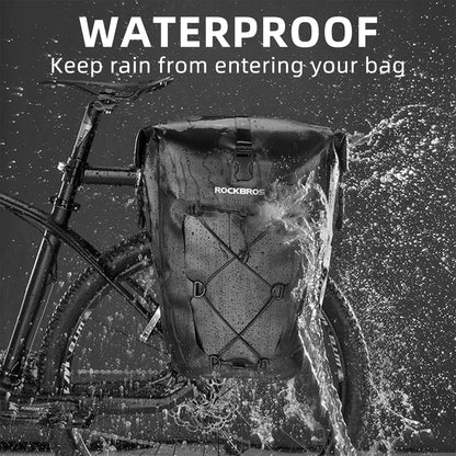 ROCKBROS Waterproof 27L Large Capacity Bike Rear Rack Bicycle Pannier Bag Waterproof