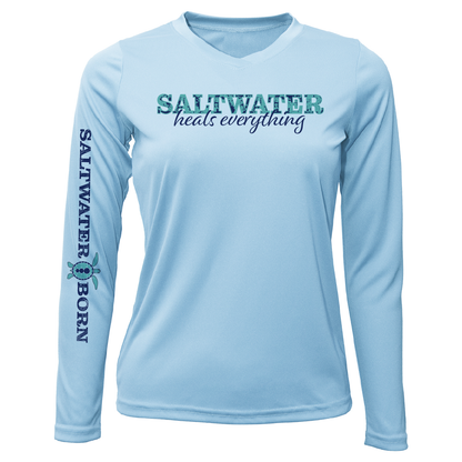 "Saltwater Heals Everything" Clean Women's Long Sleeve UPF 50+ Dry-Fit Shirt