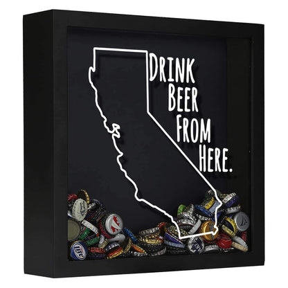 California Drink Beer From Here Beer Cap Shadow Box