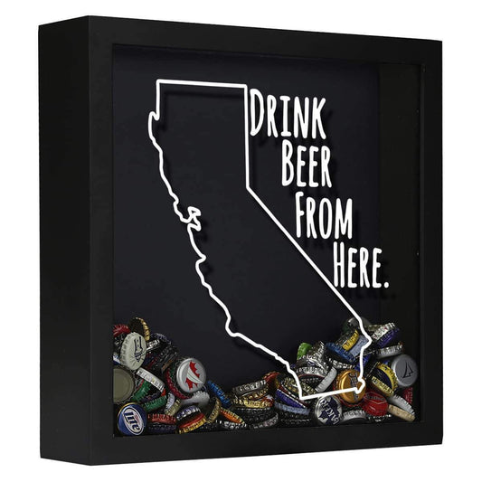 California Drink Beer From Here Beer Cap Shadow Box