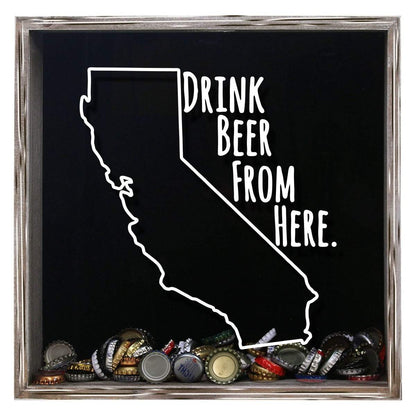 California Drink Beer From Here Beer Cap Shadow Box