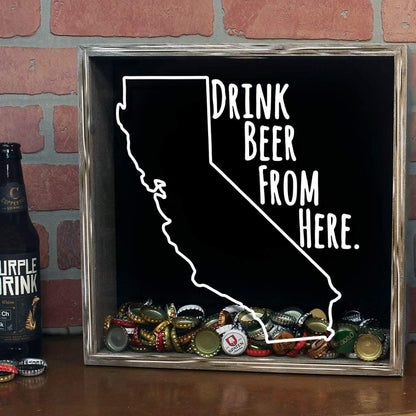 California Drink Beer From Here Beer Cap Shadow Box