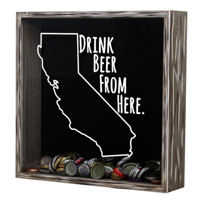 California Drink Beer From Here Beer Cap Shadow Box