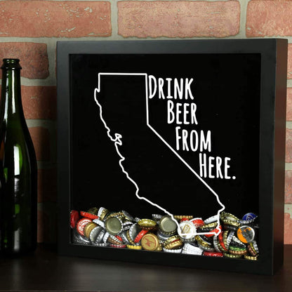 California Drink Beer From Here Beer Cap Shadow Box
