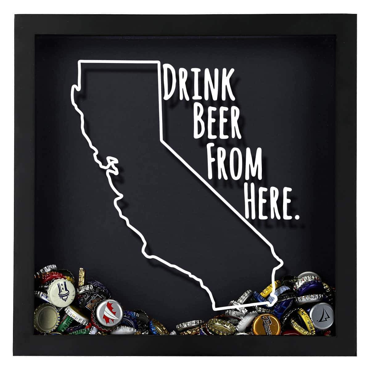 California Drink Beer From Here Beer Cap Shadow Box