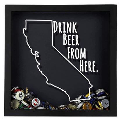 California Drink Beer From Here Beer Cap Shadow Box