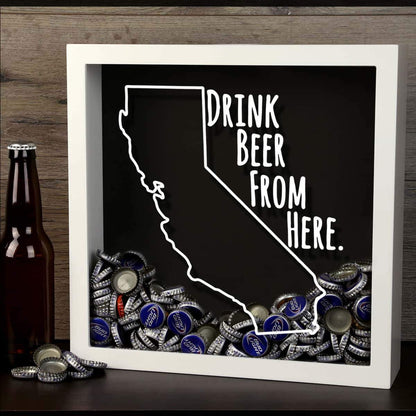 California Drink Beer From Here Beer Cap Shadow Box