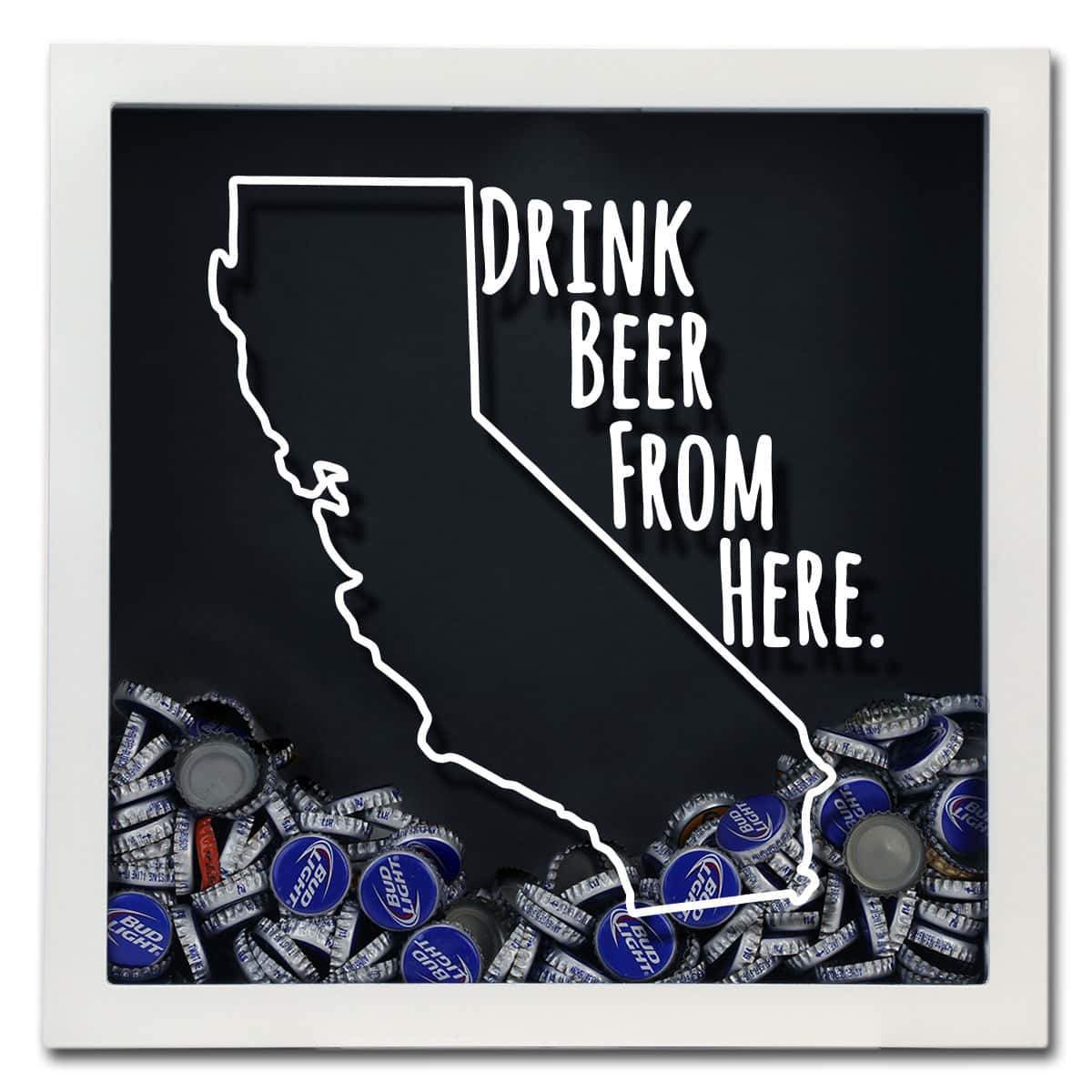 California Drink Beer From Here Beer Cap Shadow Box