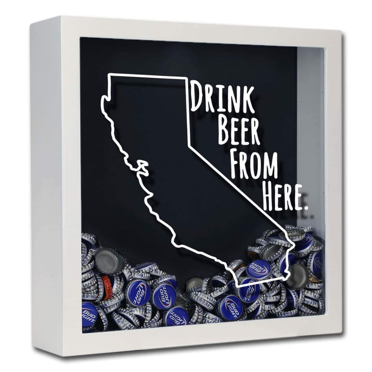 California Drink Beer From Here Beer Cap Shadow Box
