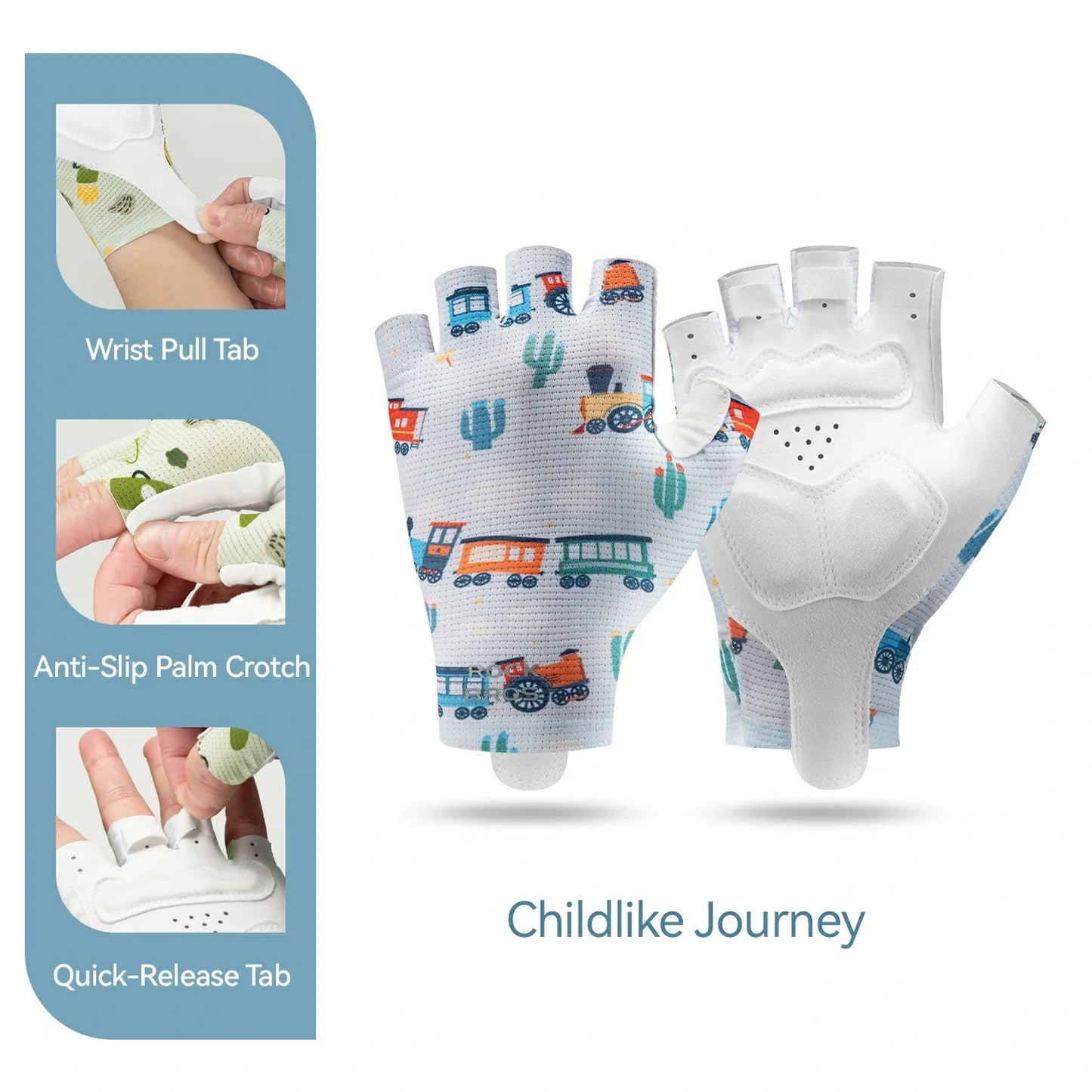 Kids Half Finger Cycling Gloves Non Slip