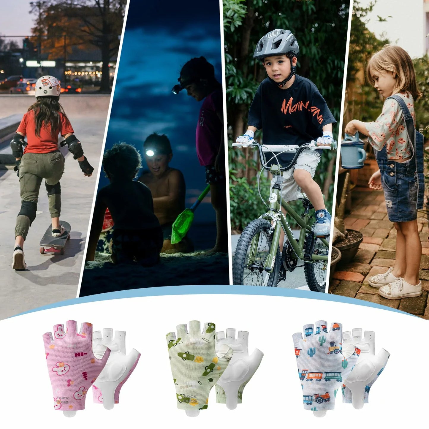 Kids Half Finger Cycling Gloves Non Slip