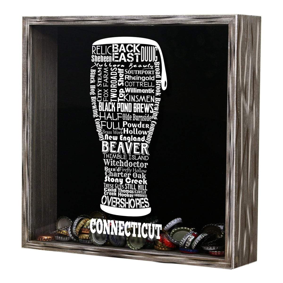 Connecticut Beer Typography Shadow Box