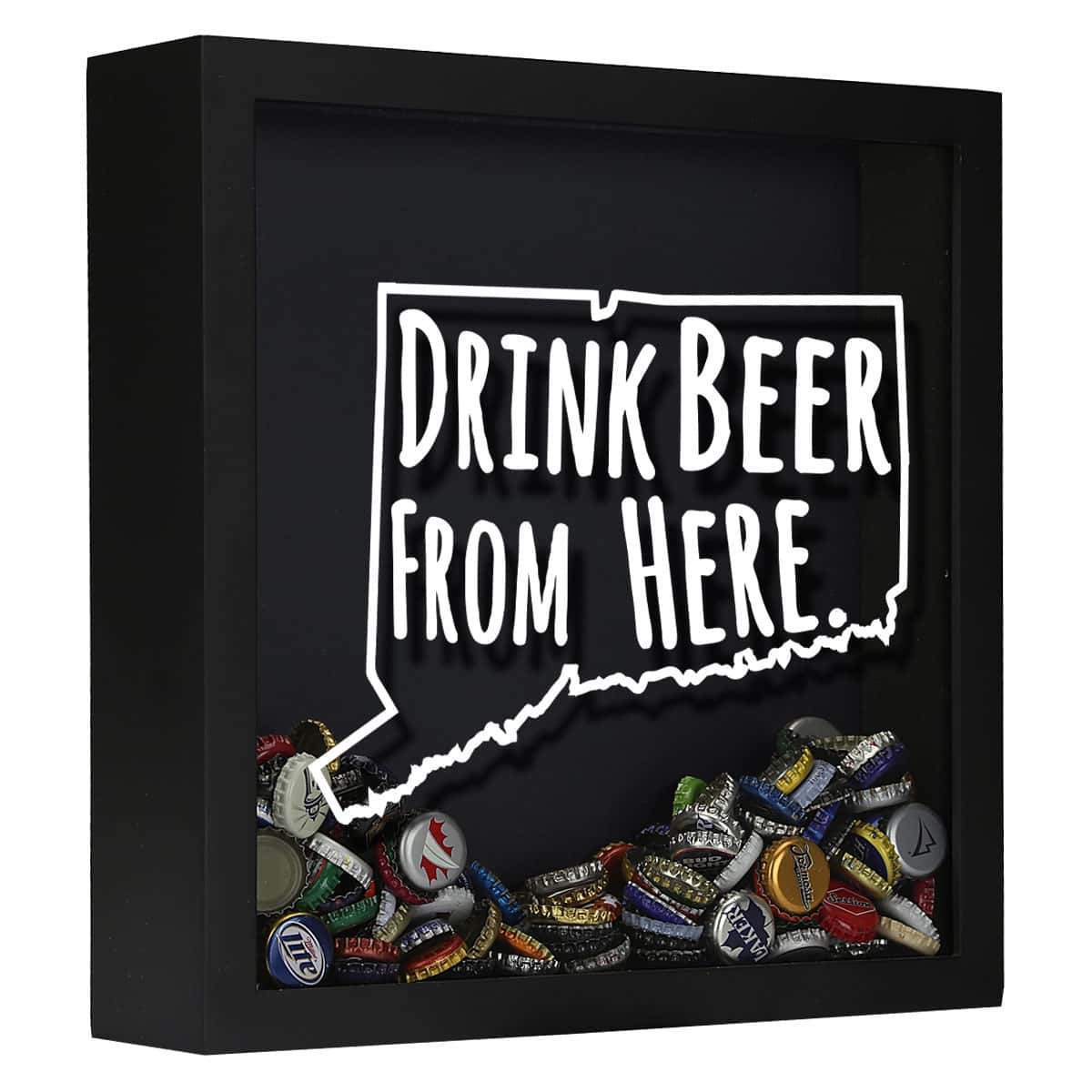 Connecticut Drink Beer From Here Beer Cap Shadow Box