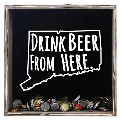 Connecticut Drink Beer From Here Beer Cap Shadow Box