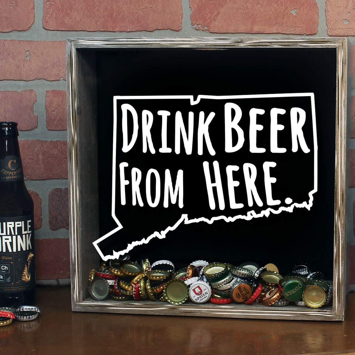 Connecticut Drink Beer From Here Beer Cap Shadow Box