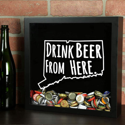 Connecticut Drink Beer From Here Beer Cap Shadow Box