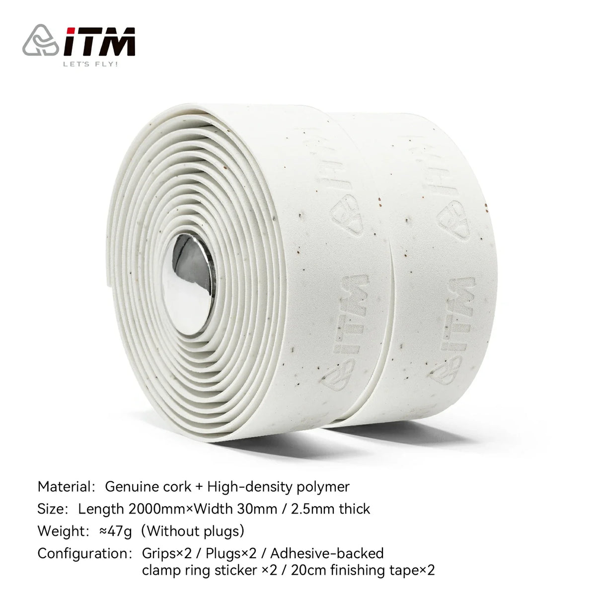 ITM Cork-EVA Road Bike Handlebar Tape – 2.5mm 3D Grip 2 Rolls