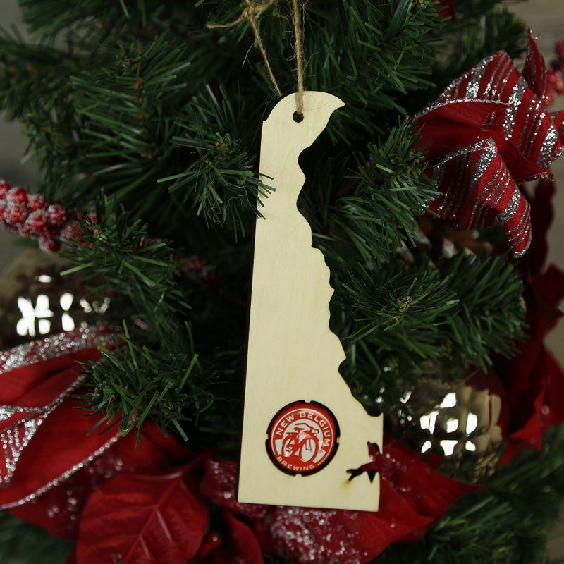 Delaware Beer Cap Map Ornaments