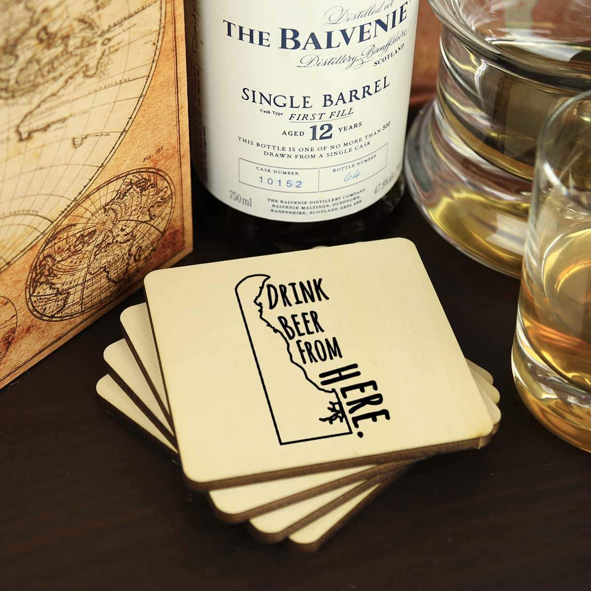 Delaware Drink Beer From Here Coasters