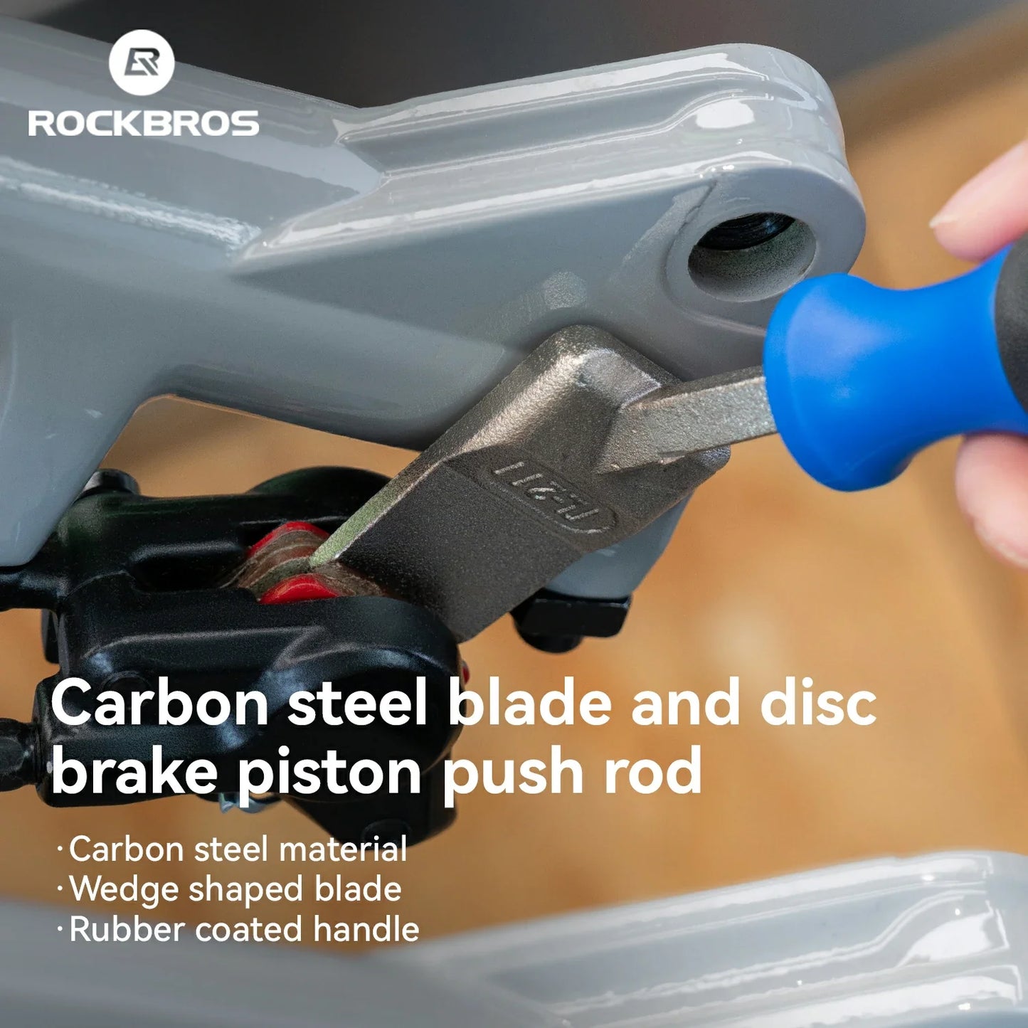 Disc Brake Piston Press Tool with Thin Wide Wedge Blade