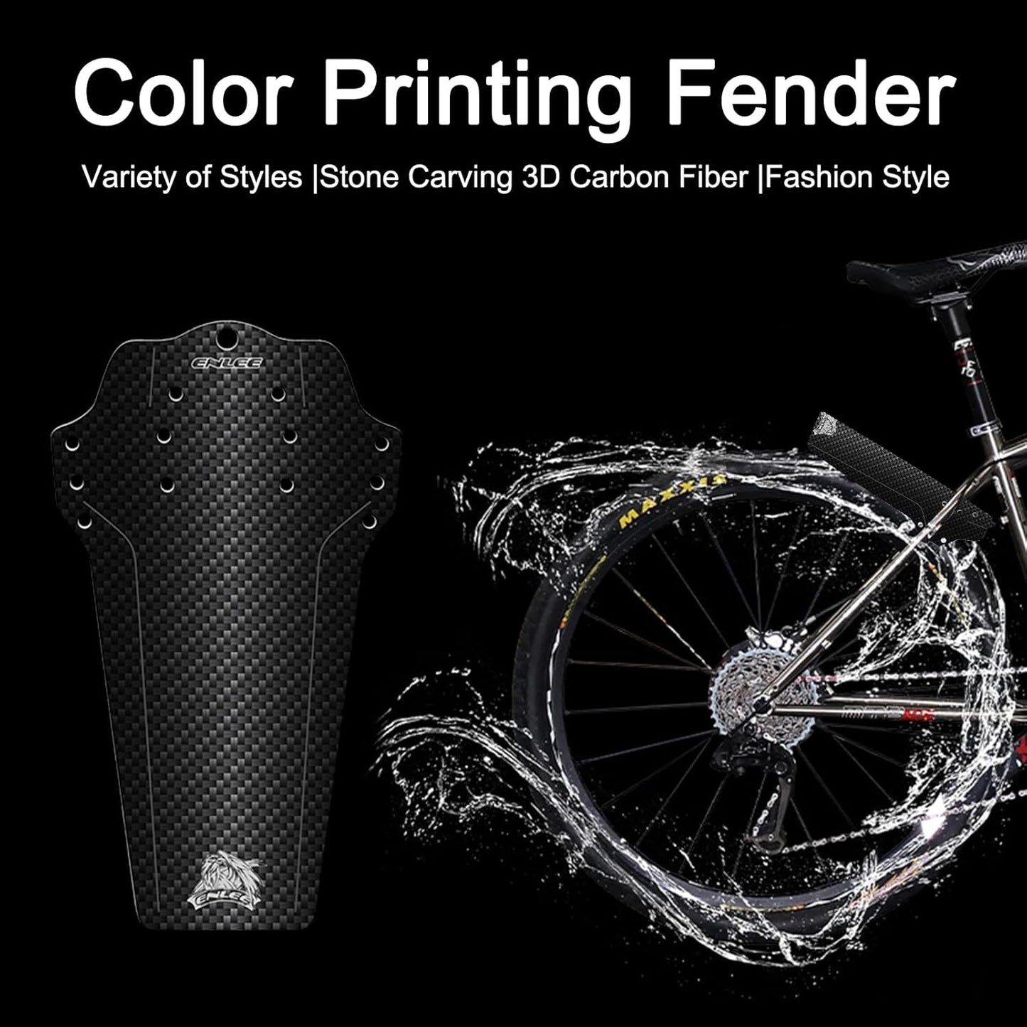 ENLEE 1PC Mountain Bike Fender - Lightweight Flexible MTB Mud Guard, Waterproof Heat-Resistant Bicycle Fenders, Universal Front and Rear 26", 27.5", 29" Plus Size and Fat Bike Wheel Sizes