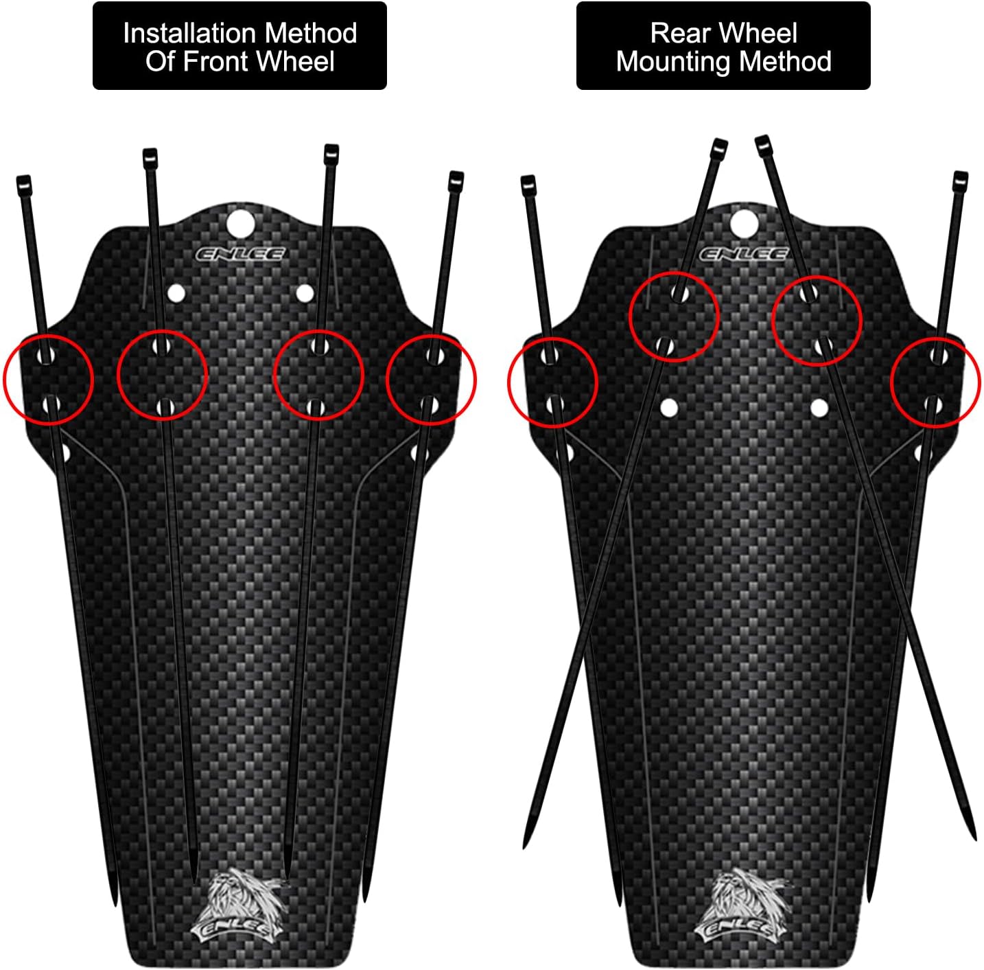 ENLEE 1PC Mountain Bike Fender - Lightweight Flexible MTB Mud Guard, Waterproof Heat-Resistant Bicycle Fenders, Universal Front and Rear 26", 27.5", 29" Plus Size and Fat Bike Wheel Sizes