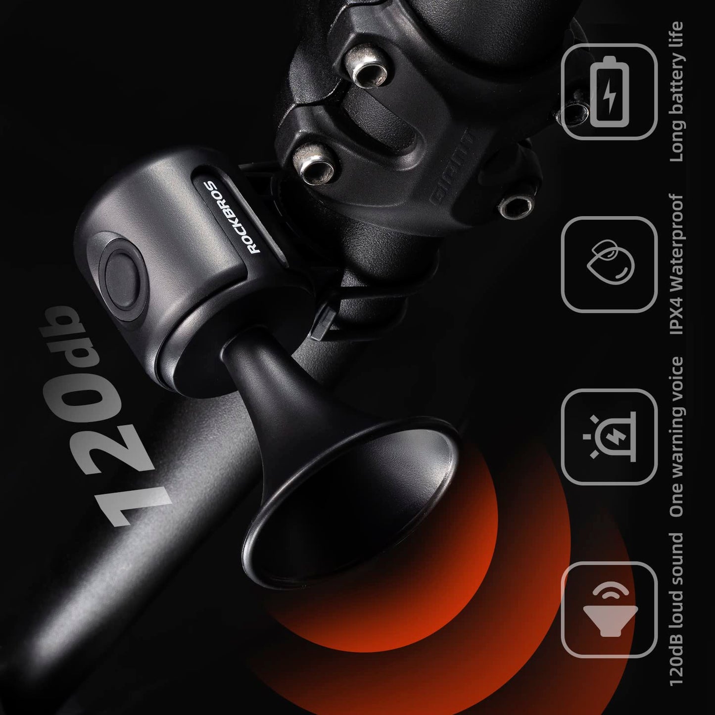 Electric Bike Horn 120dB IPX4 Waterproof for Ebike Scooter