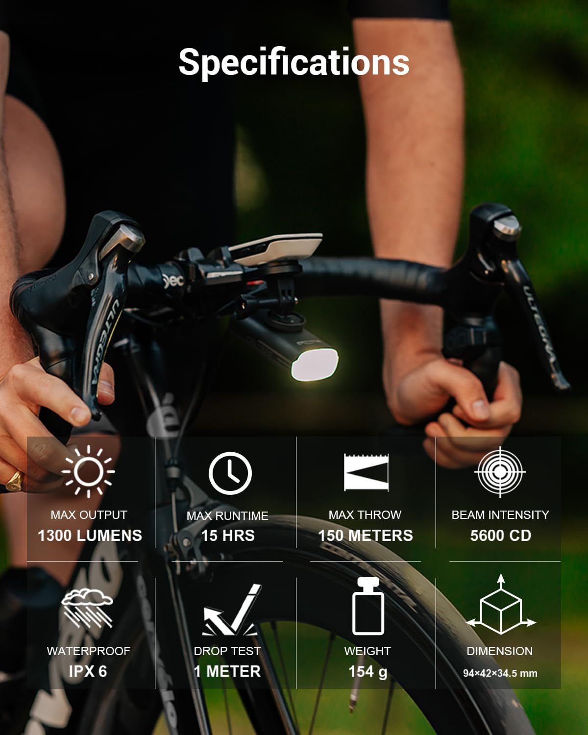 Magicshine EVO 1300 Bike Light with Remote Control, 1300 Lumens Waterproof Bicycle Headlight, USB-C Rechargeable Front Light for Night Riding