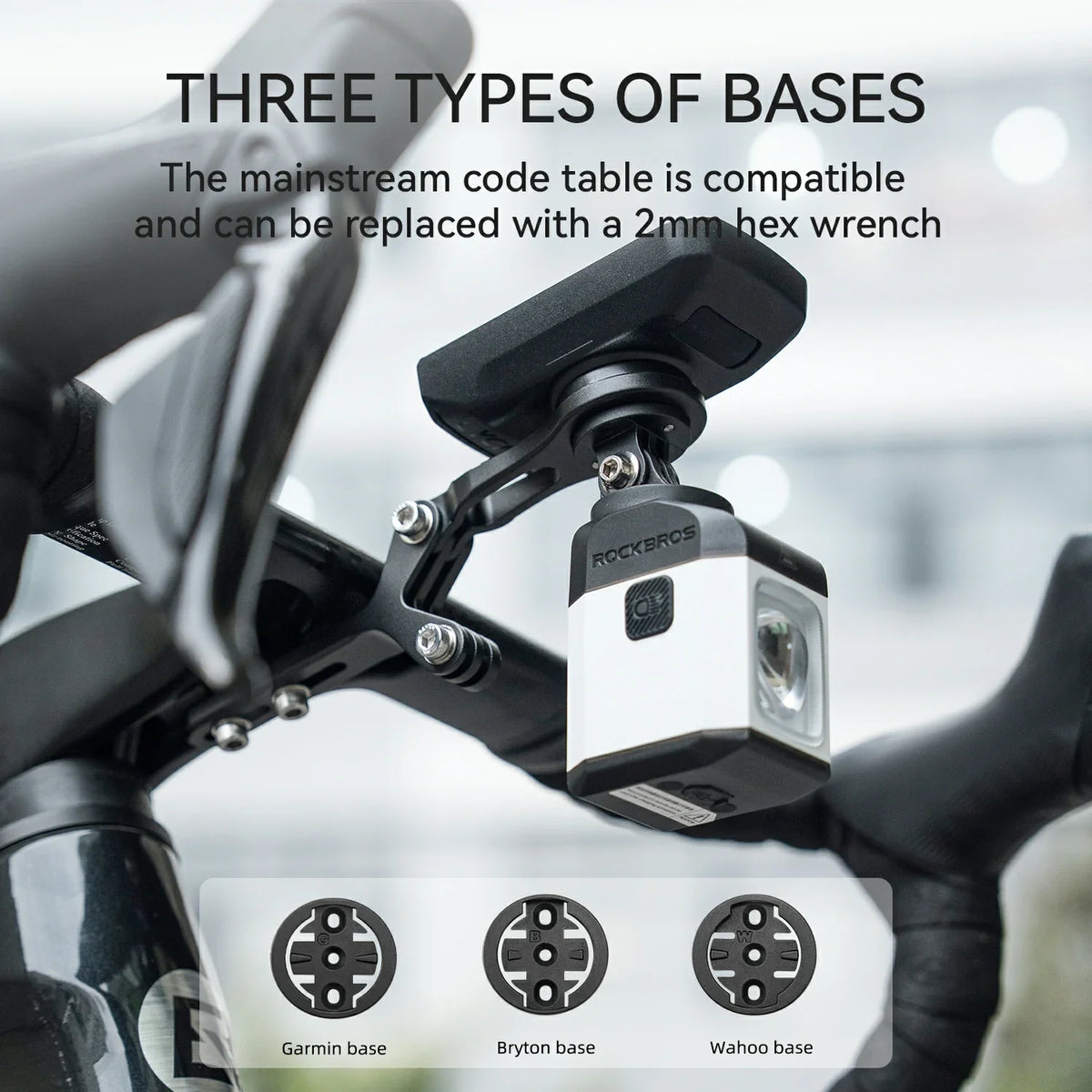 Bike Mount Extension Base for Bike Computer, Light & Action Camera