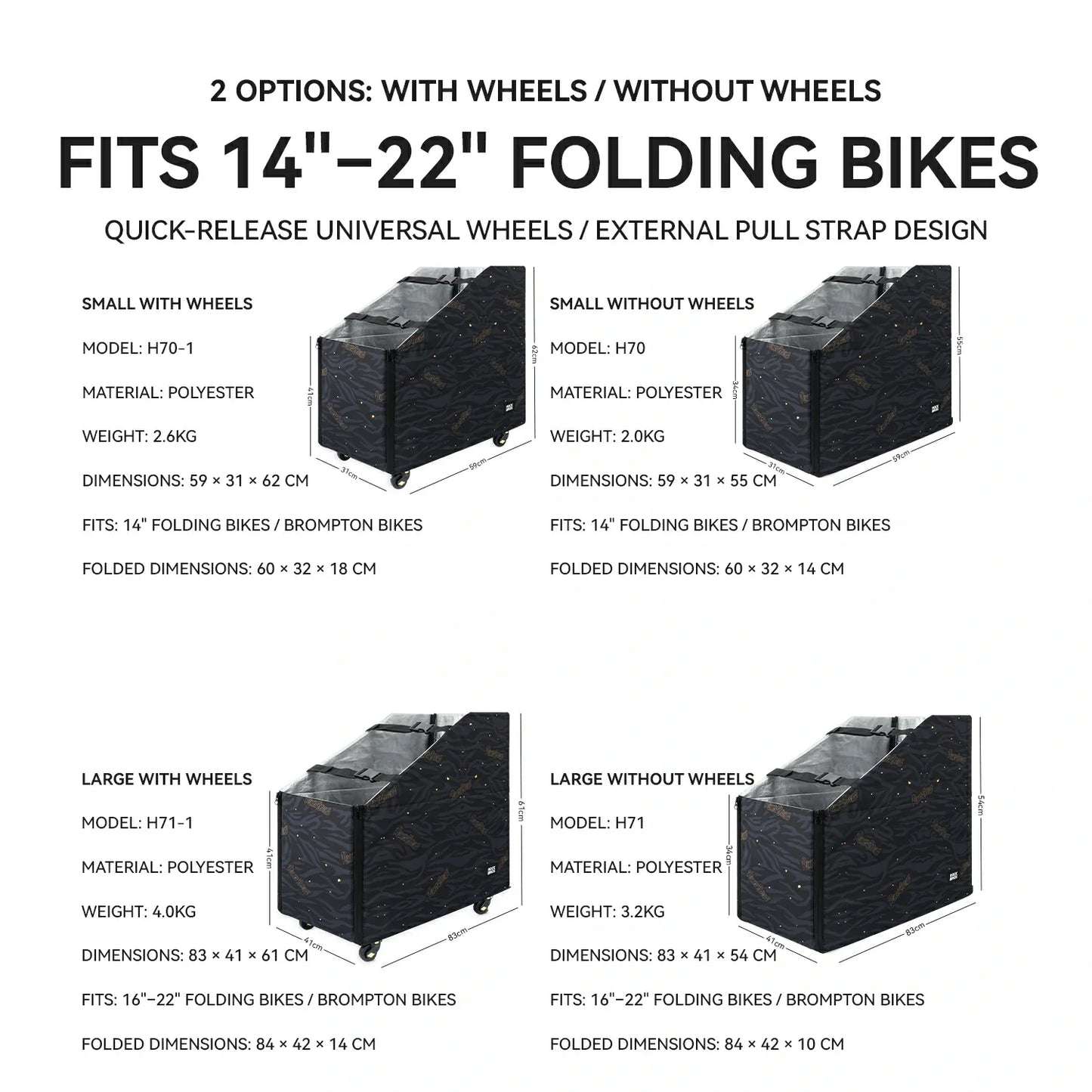 Folding Bike  Travel Case Fits 14"-22" Folding Bikes
