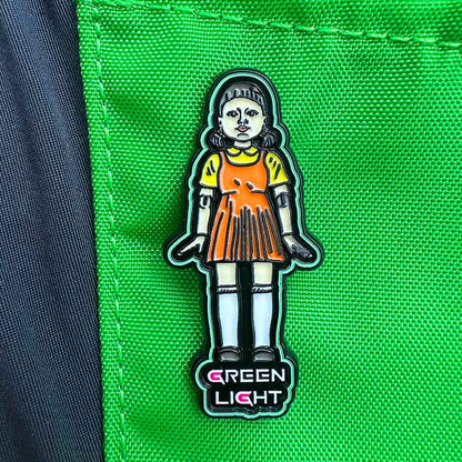 Green Light Girl Pin (Glow Edges) - Metal Butterfly