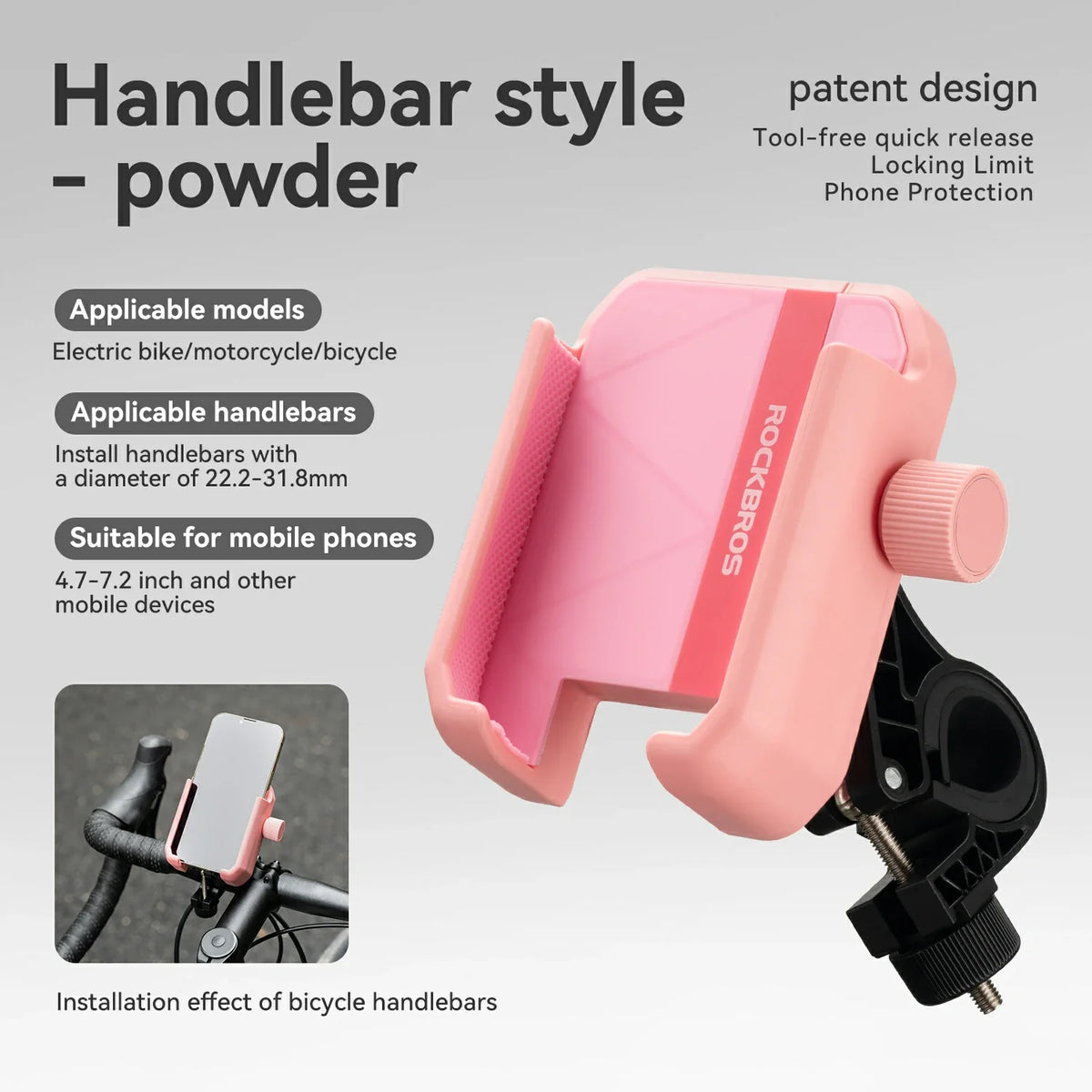 Bike Phone Holder Half Wrap Anti-Overload for 4.7-7.2''