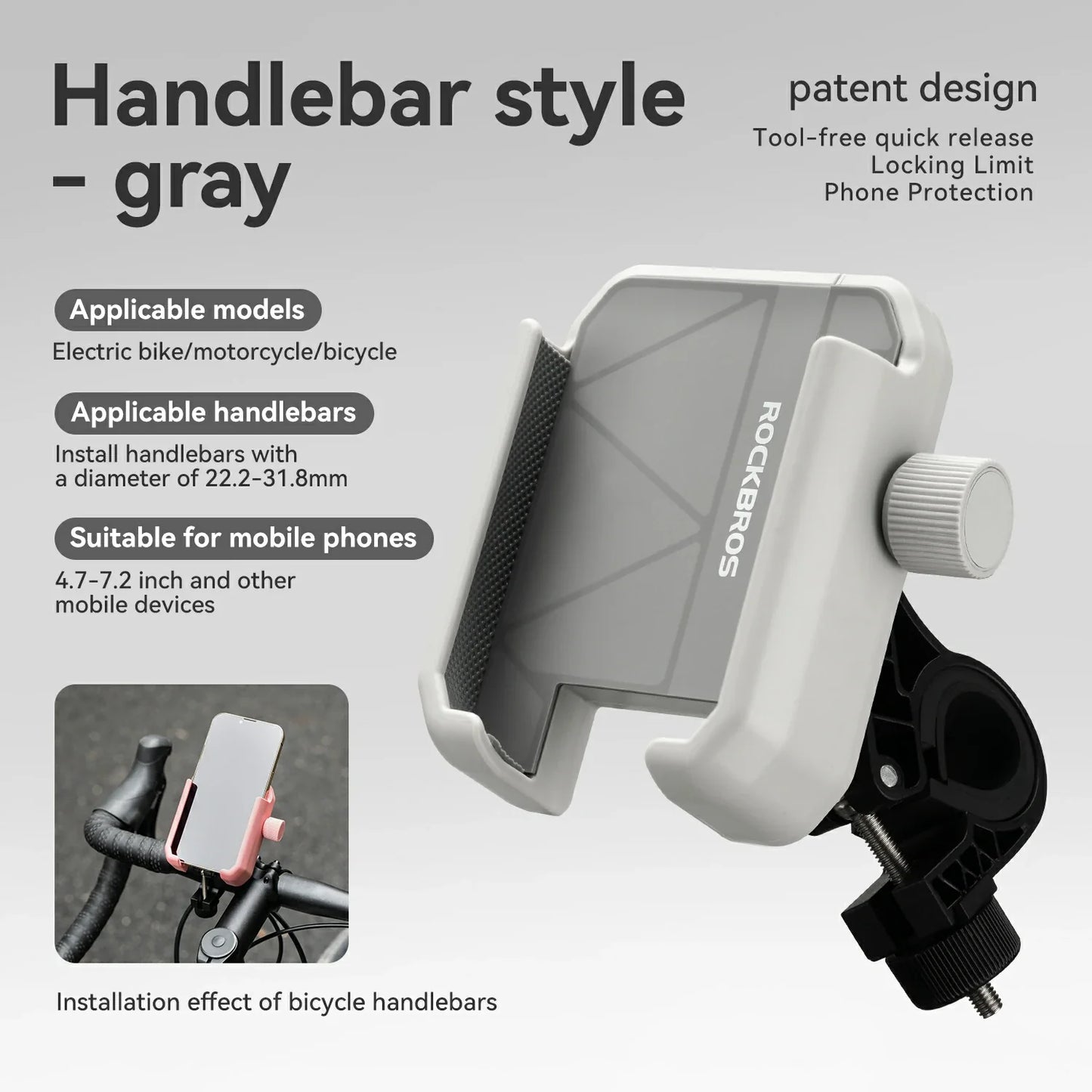 Bike Phone Holder Half Wrap Anti-Overload for 4.7-7.2''