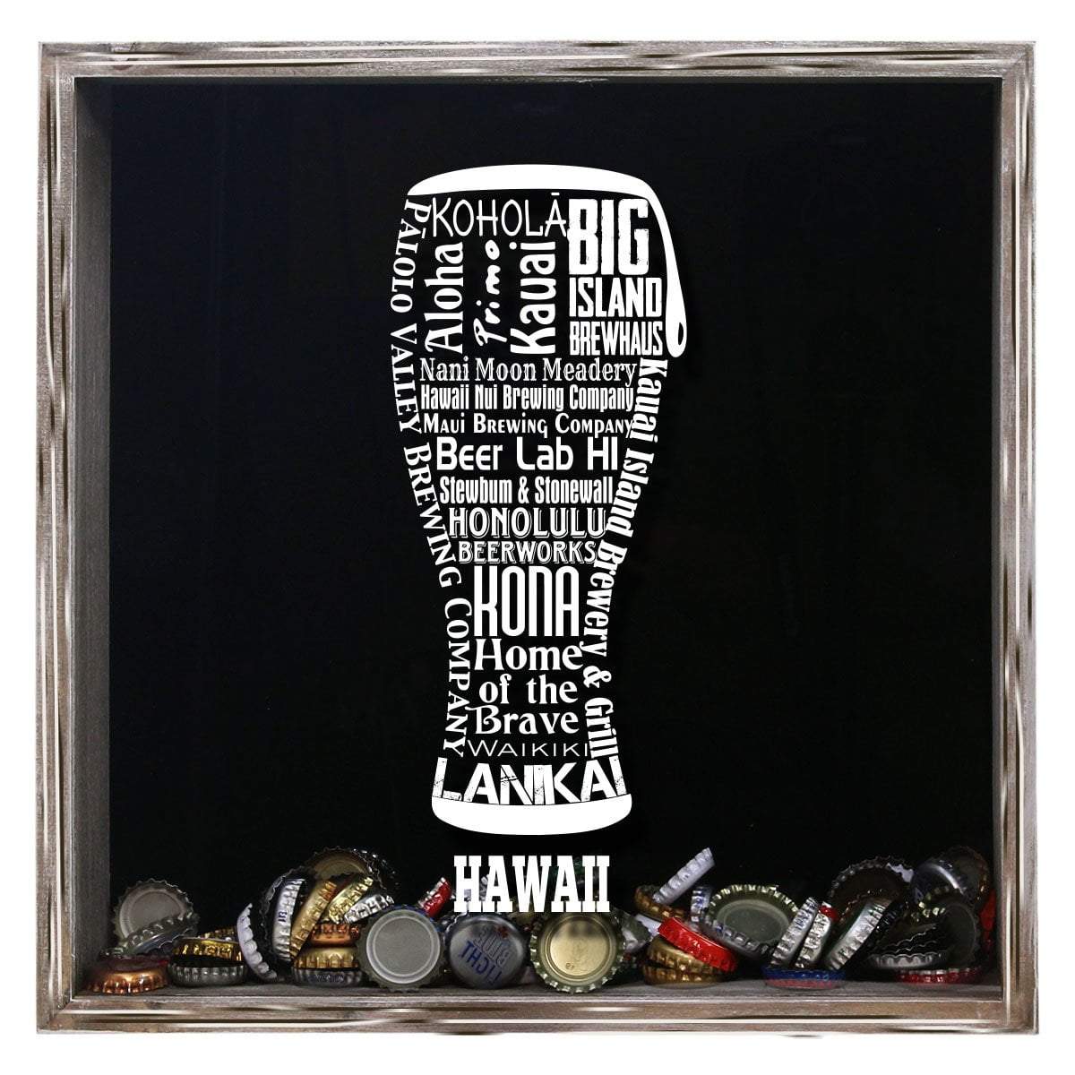 Hawaii Beer Typography Shadow Box