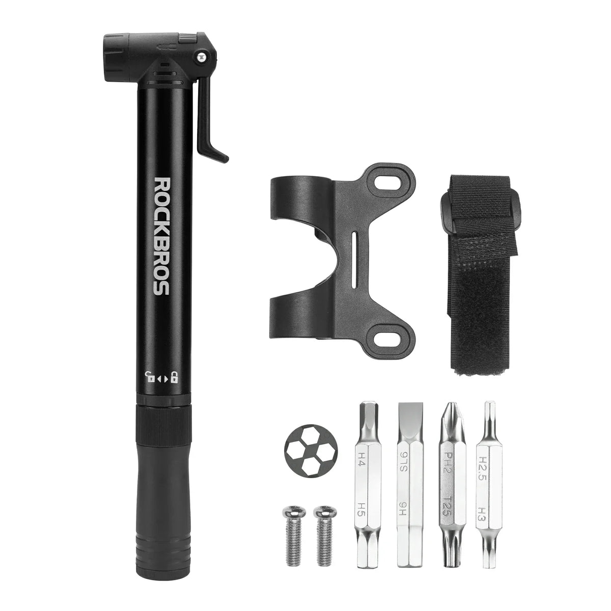 Mini Bike Pump with 8-in-1 Ratchet Tool 80 PSI