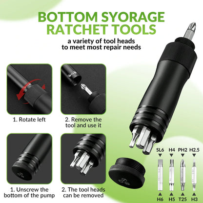 Mini Bike Pump with 8-in-1 Ratchet Tool 80 PSI